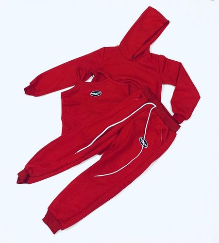Conjunto Hoodie Casual com Colete e Calça Jogger para Meninas Tween