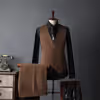 Terno Slim Fit Bege Duplo, três peças: Casaco, Calça e Colete