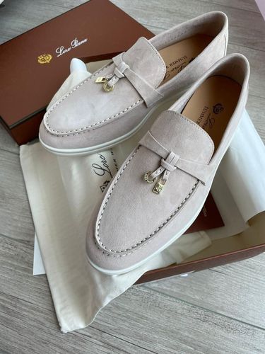 Mocassim Loro Piana Branco Arroz
