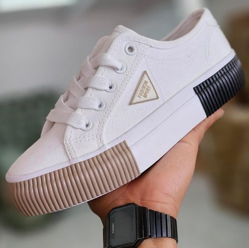 Ténis Fashion Sport - Cano Baixo em Lona com Cadarço