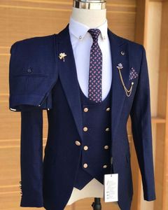 Terno Completo Azul Marinho Premium (Casaco, Calças e Colete)